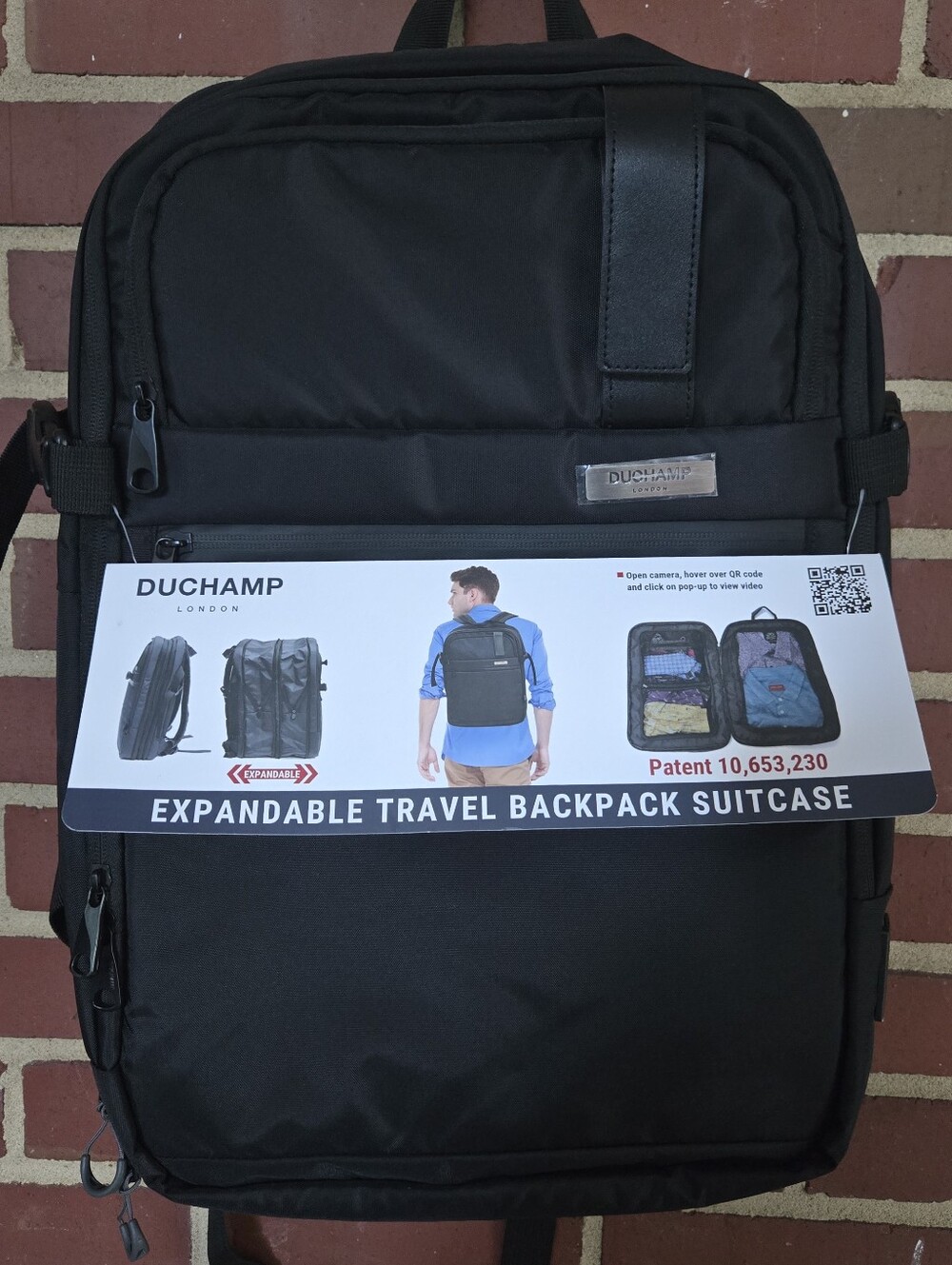 Duchamp London Expandable Travel Backpack Suitcase New $175